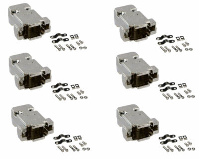 6 x DB9 D-SUB 9 Pin Serial Metalized Plastic Hood Shell Solder Connector Cover