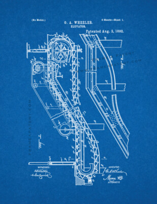 Elevator Patent Print Blueprint
