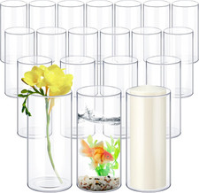 20 Pcs Clear Glass Cylinder Vases Table Flowers Vases 10" Height for Centerpiece