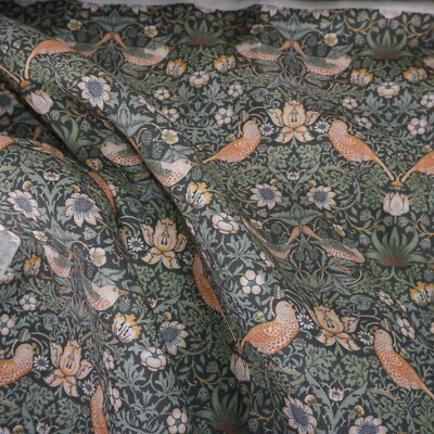 William Morris Strawberry thief green 100% linen fabric for curtains hometextile