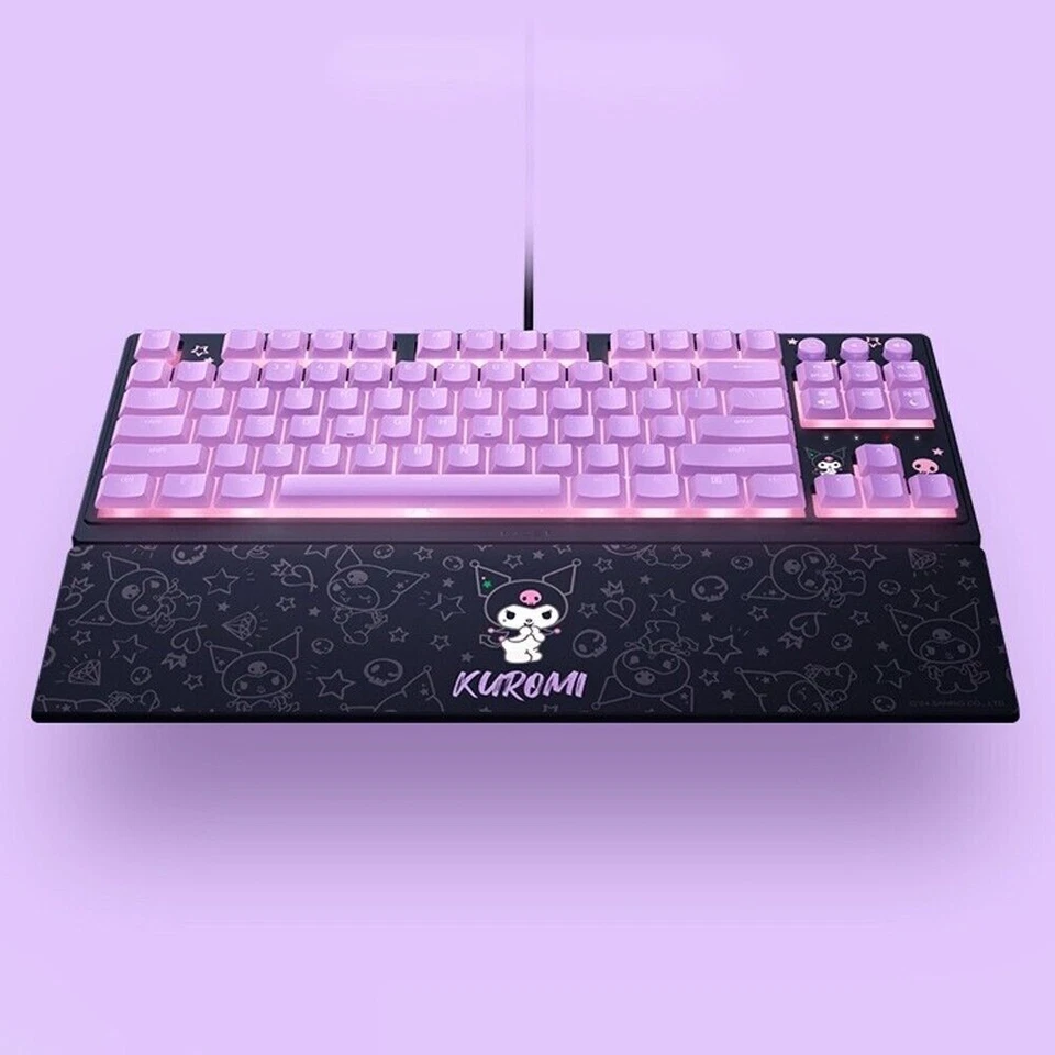 New Razer x Sanrio Kuromi Mechanical Keyboard RGB Backlit Slim With Wrist Rest - Image 2 of 4