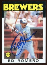 1986 Topps ED ROMERO Signed Card autograph AUTO BREWERS RED SOX