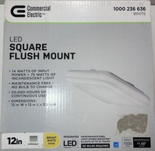 Commercial Electric 12 in. Dimmable LED White Square Flush Mount Ceiling Light