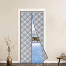 Magnetic Thermal Insulated Door Curtain Fits Door Size 32" X 80" Insulated Hands