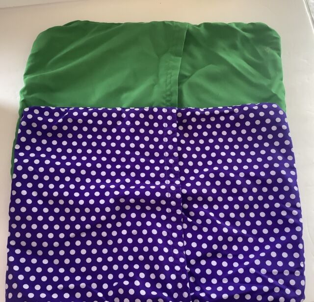 Travel Pillow Case Cases (2) envelope closing Purple Green 11x14” polka Dot