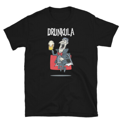 Drunkula Dracula Drinking Beer Vampire Halloween Short-Sleeve Unisex T-Shirt