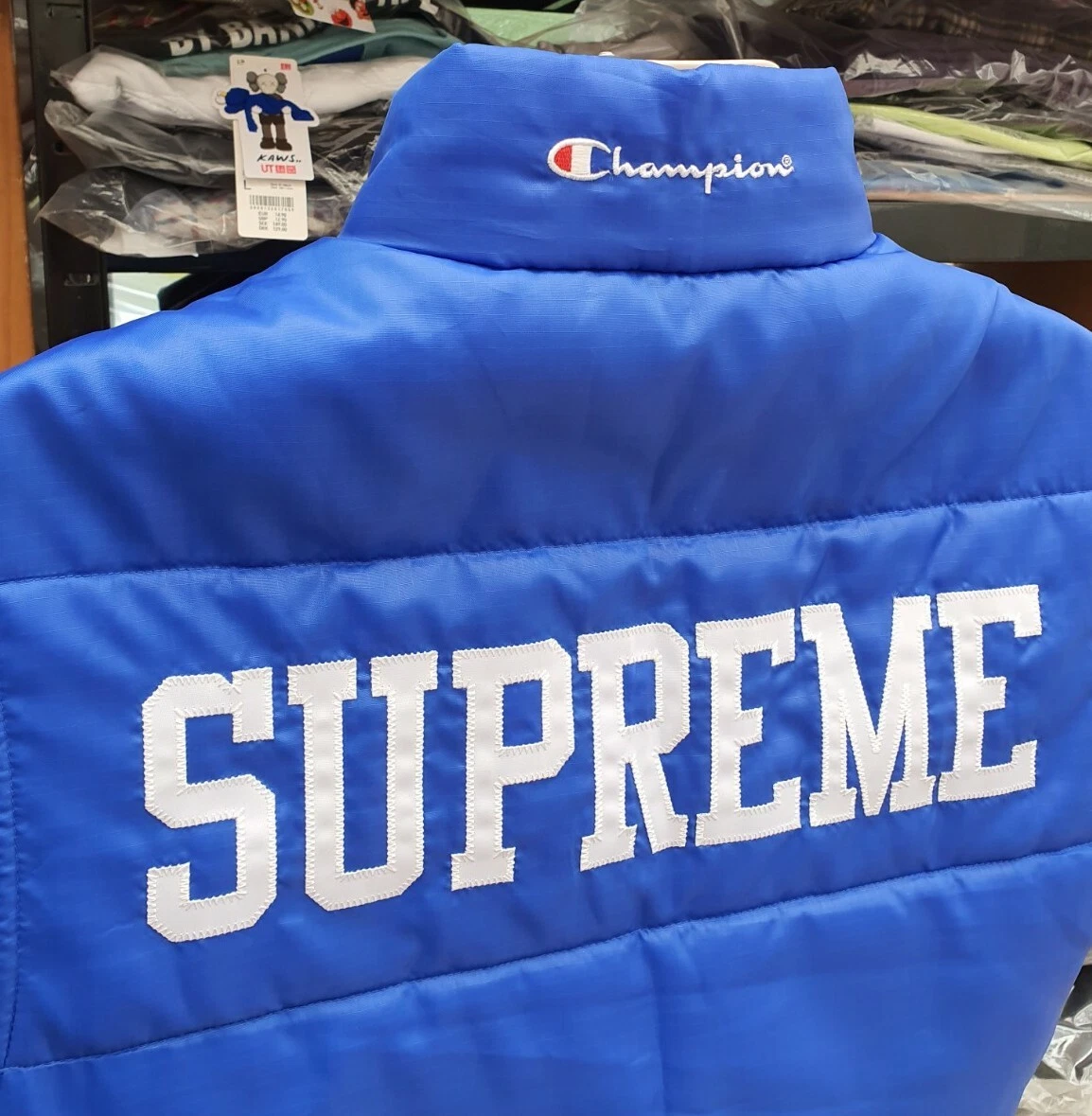 Gilet bouffant SS17 Supreme x Champion royal / bleu taille S petit gilet