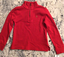 Polo Ralph Lauren Boys Size 5 Red 100 Cotton 1/4 Zip Pullover Nwt 59.50