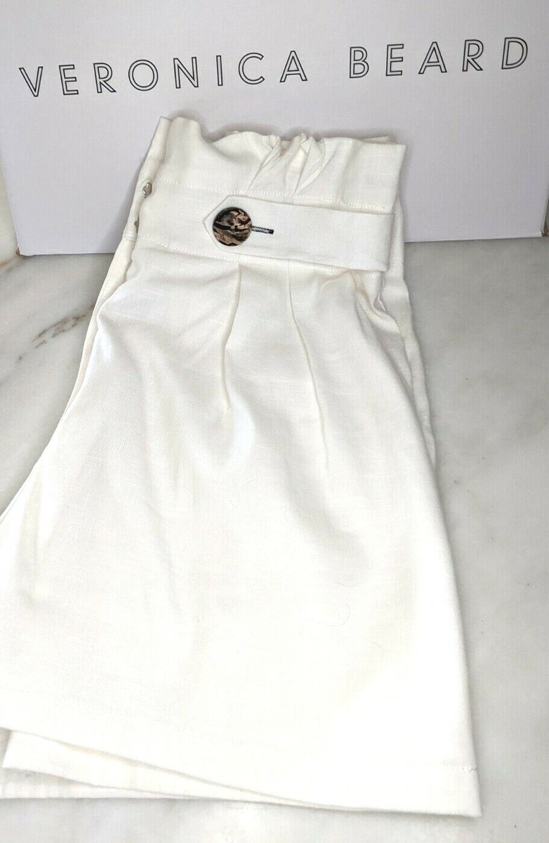 sz 12 NWOT VERONICA BEARD Shorts GWEN Ivory White LINEN womens High Rise  paperba