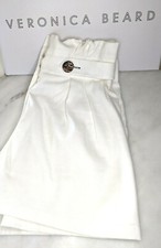 VERONICA BEARD Shorts Women sz 12 Ivory White Linen GWEN High Rise paperbag NWT