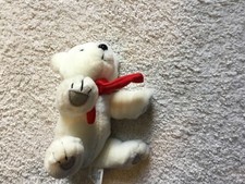 Coca-Cola Polar Bear Plush Toy 8 Inch Collectible White w/ Red Scarf