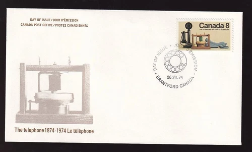 Canada FDC 1974 Telephone Centenary sc#641, Brantford cancel