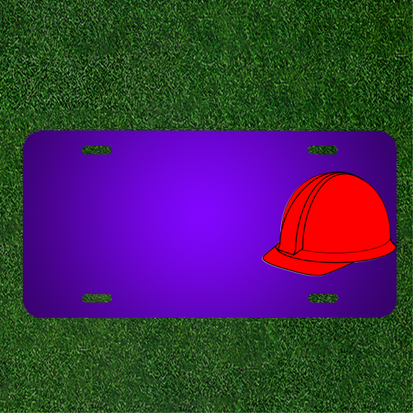 Design a Custom Red Hard Hat Helmet with Personalized License Plate and Added Names for a Unique Safety Gear