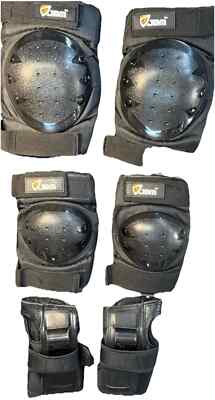 JBM Adult/Youth 3 in 1 Protective Gear: Knee + Elbow + Wrist with Drawstring Bag