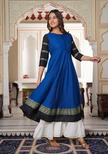 YASH GALLERY Women's Plus Size Blue Anarkali Kurti for girls