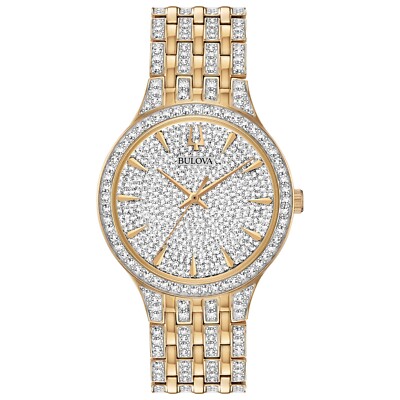 Bulova Men Phantom Quartz Crystal Gold Stainless Steel Watch 40MM 98A229