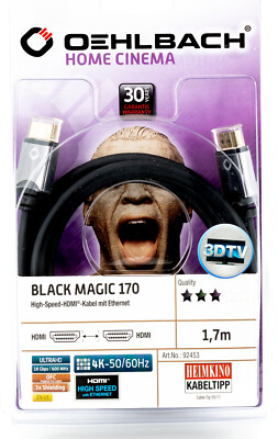 Oehlbach Black Magic 170 High Speed HDMI Kabel 1,7m FULL ULTRA HD 3D 4K PS4 150