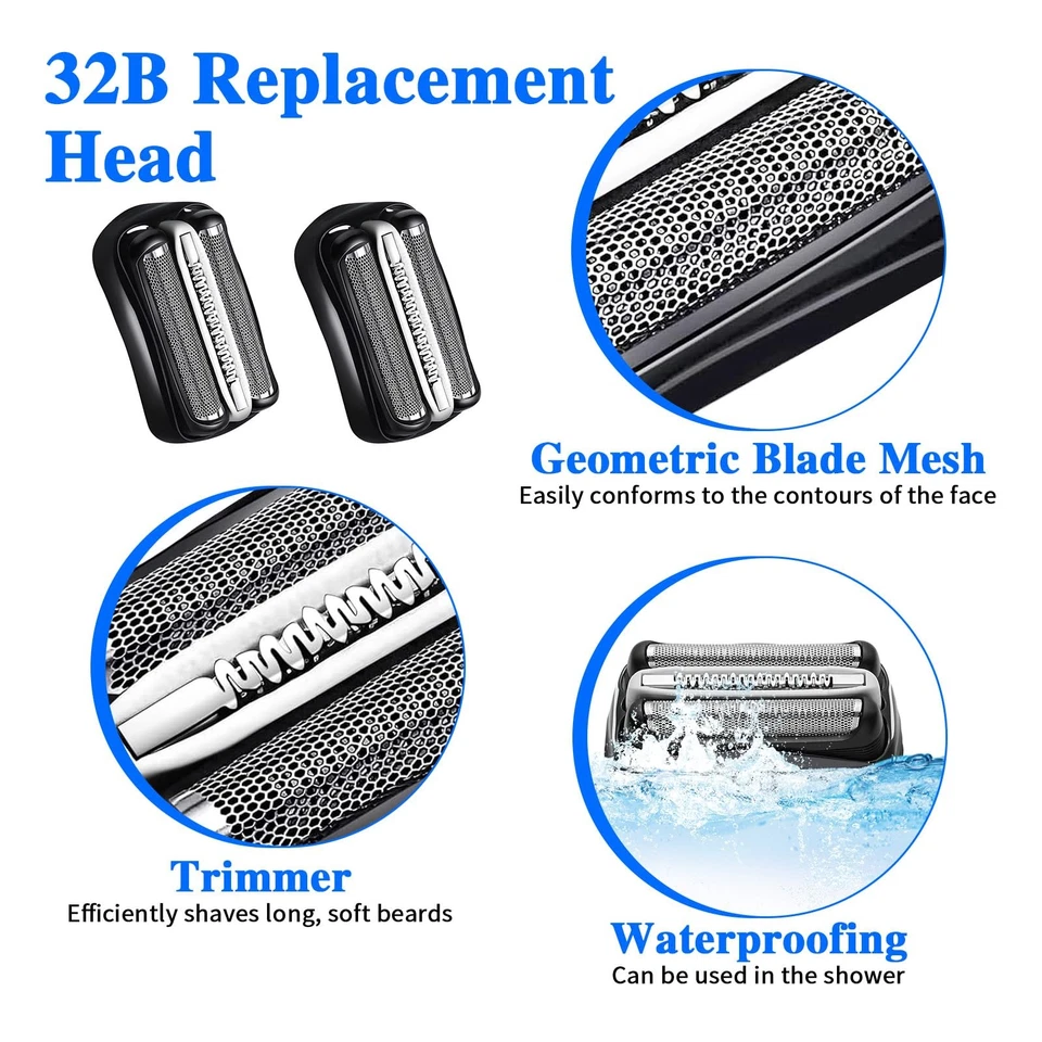 2 pezzi Testina di Ricambio per Rasoio Braun S3 32B Lame Rasoio Elettrico Bar... Foto 3 de 4