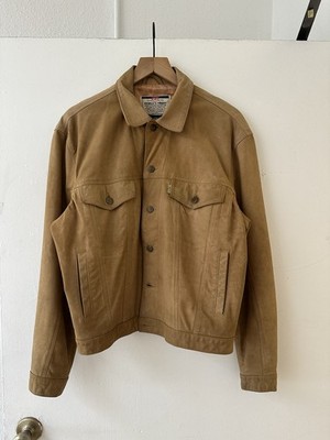 Vintage Levi's Suede Nubuck Leather Trucker Jacket Men's Tan Size