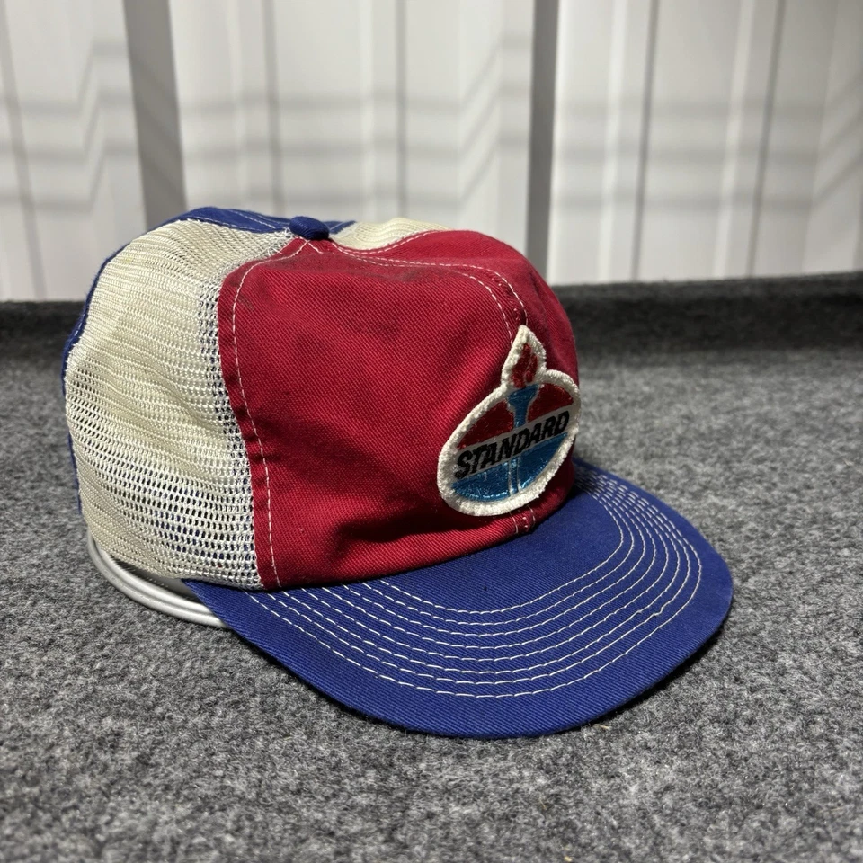 Gorra gorra vintage estándar de aceite Snapback adulto rojo azul parche camionero para hombre* Foto 2 de 4