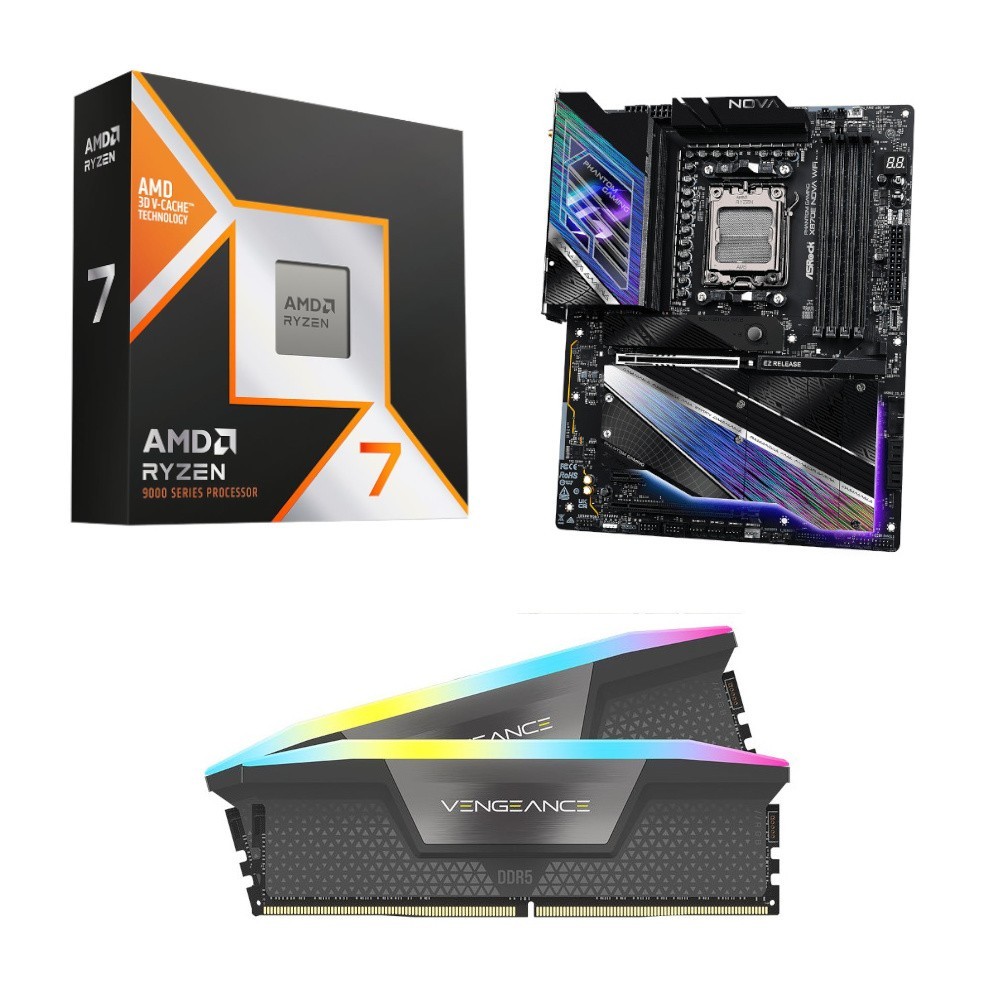 🔥 AMD Ryzen 7 9850X3D + ASROCK X870E NOVA Motherboard + Corsair