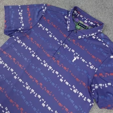 William Murray Polo Shirt Mens Large Beer Can Golf Performance Suds & Stripes