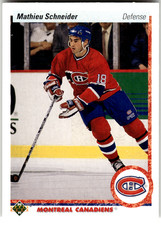 1990-91 Upper Deck #334 MATHIEU SCHNEIDER Montreal Canadiens NHL Hockey