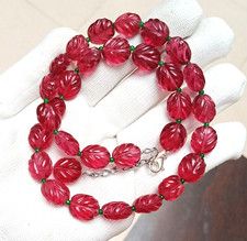 Pink Tourmaline Necklace, Oval Carved Beads, Statement Necklace, Handmade