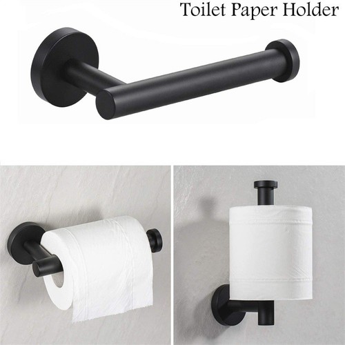 6 Pcs Black Bathroom Hardware Set Stainless Steel Towel Bar Towel Racks Hooks - Picture 4 of 18
