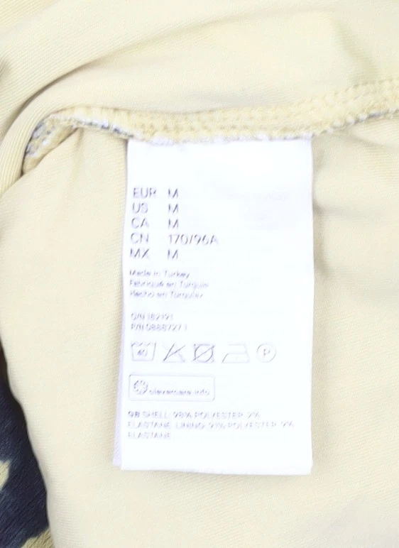 H&M Women Yellow Leopard Print Bodycon Dress Size 12 Short Puff Sleeve - Image 4 of 4