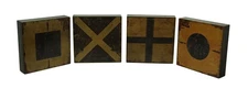 Zeckos 4 Pc. Nautical Flag Markers Decorative Wood Wall Plaque Set