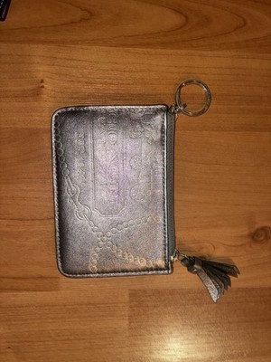 Coach Silver Leather Signature Card/ Keys and Change Purse- NWT