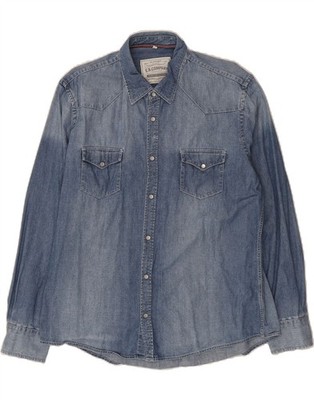 E.B. COMPANY Mens Denim Shirt XL Blue Cotton CG08
