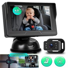 Baby Car Camera, 4.3" HD Night Vision Car Baby Monitor with Camera, Safety Seat