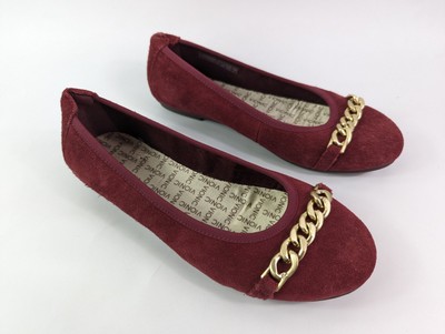 Bionic Burgunder Wildleder Leder Ballerinas UK 3 EU 36 ohne Einlegesohlen