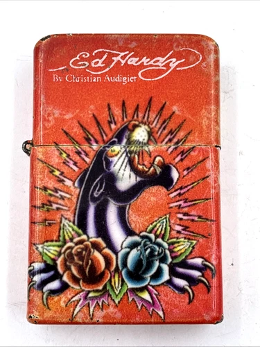 Ed Hardy Black Panther Lighter by Christian Audigier Nulite SEE PICS a364