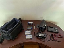JVC Compact VHS-C Camcorder with C-P7U Motorized Cassette VCR Adapter, Tapes Bag