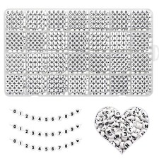 Alphabet Beads A-Z 1300 Pcs Letter Beads, Acrylic 4x7mm Round Letter Beads Kits,