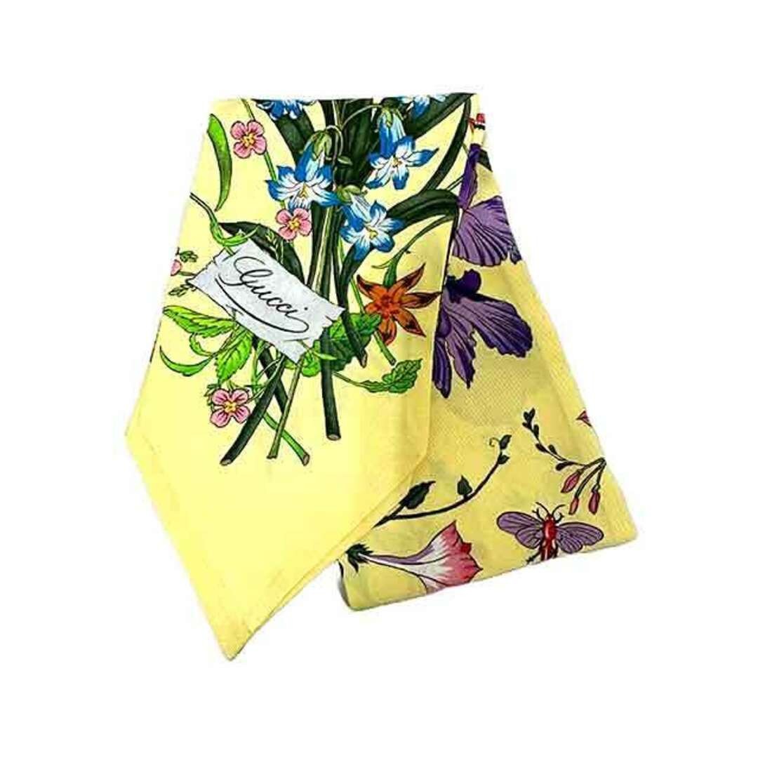 Gucci Accessories Flora Print Silk Neck Bow 733434 Yellow S11 S-0056-R11
