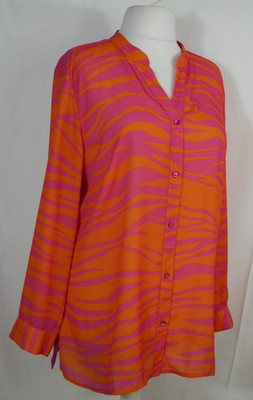 MADE IN ITALY Traumhafte Bluse Pink + Orange Zebra Look Edel Größe DE 46 NEU!