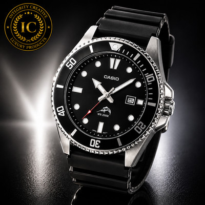 Men's Casio Black Resin Diver Watch 200 Meter Water Resistant Bezel Black Dial