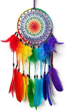 Colorful Dream Catcher Rainbow Dream Catchers Wall Decor Handmade Feather Dreamc