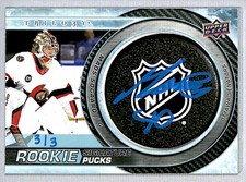 Mads Sogaard 2022-23 UD Trilogy Signature Pucks Shield Rookie Auto /3 #RSP-MS