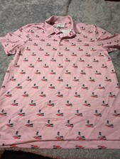 Goodfellow  Co. Performance Golf Polo Short Sleeve Shirt PINK ISLAND Tee Sz L