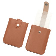 2Pcs Leather Slim Minimalist Wallet, Orange Red