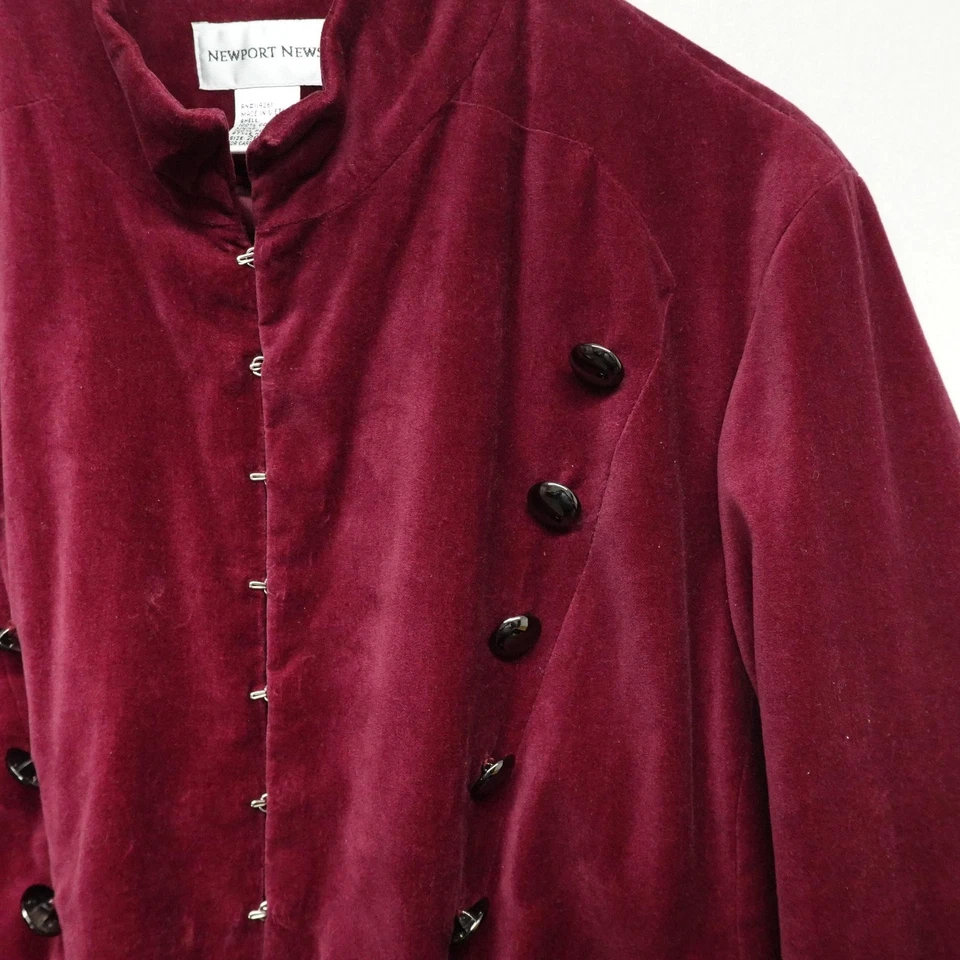 Casaco Newport News feminino 20W veludo borgonha militar forrado com peito duplo - Imagem 3 de 4