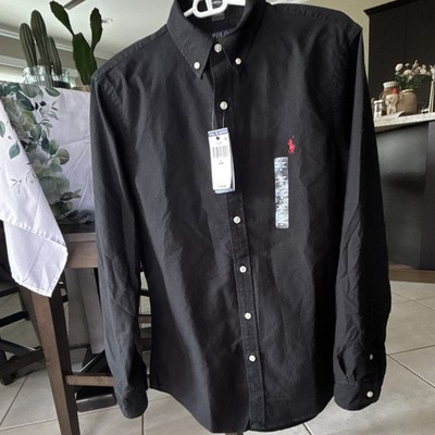 Polo Ralph Lauren Men's Slim Fit Black Cotton Button-Down Shirt Long Sleeve M