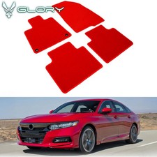 Fits 18-22 Honda Accord Car Floor Mats Red Nylon Liner Front Rear Carpets 4pc