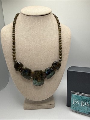 Jay King Natural Madagascar Labradorite Sterling Silver Necklace 18-21 