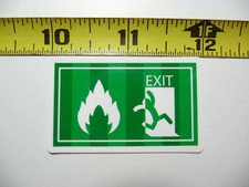 FIRE FLAMES EXIT NOTICE SMALL STICKER DECAL FUNNY JOKE GAG PRANK FUN